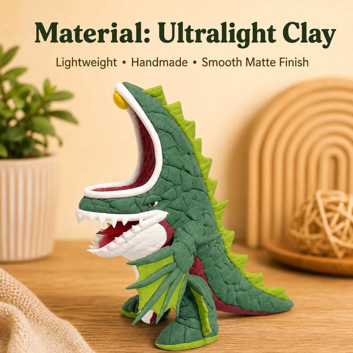 Green monster clay figurine — original image 6
