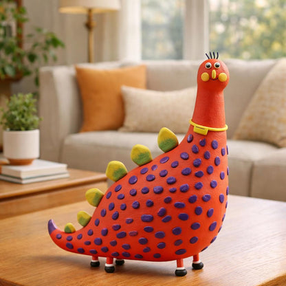 Orange dinosaur clay figurine — original image 3