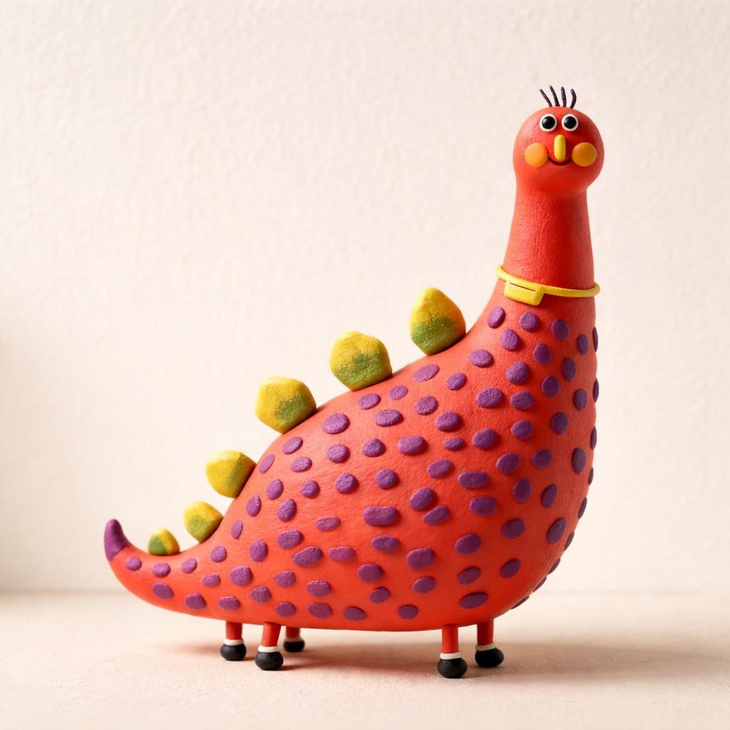 Orange dinosaur clay figurine — original image 4