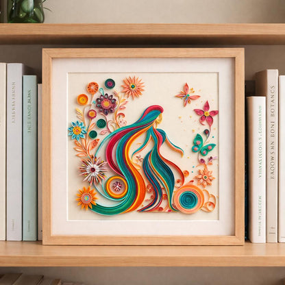 Floral woman silhouette paper quilling art — original image 2