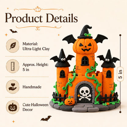 Halloween pumpkin castle clay figurine — original image 5