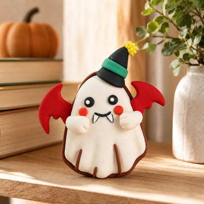 Ghost clay figurine with red bat wings — original listing image 1