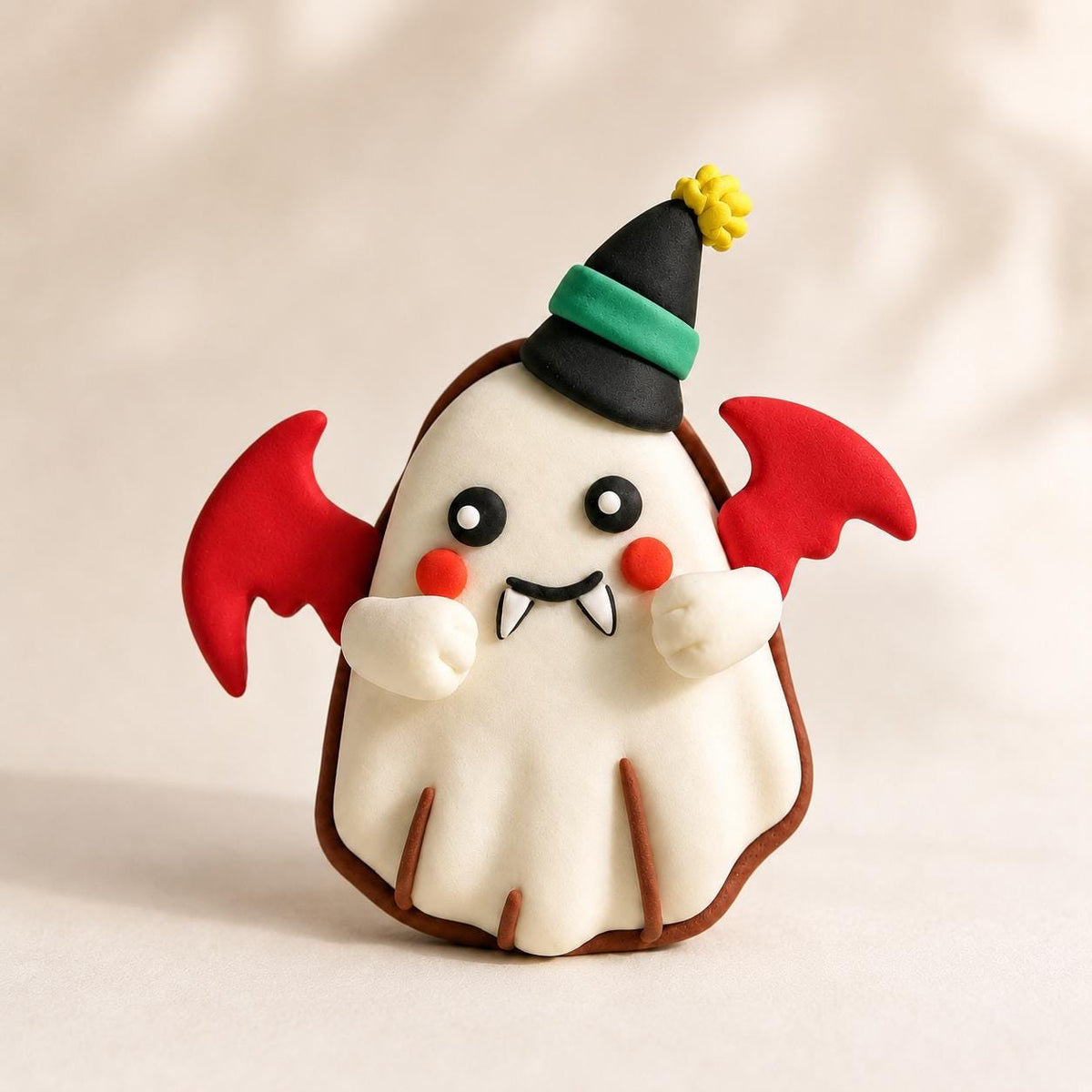 Ghost clay figurine with red bat wings — original listing image 2