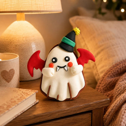 Ghost clay figurine with red bat wings — original listing image 3