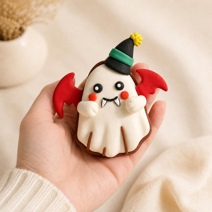 Ghost clay figurine with red bat wings — original listing image 4