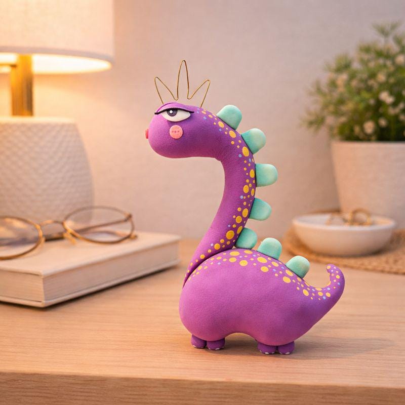 Purple dinosaur clay figurine — original listing image 2