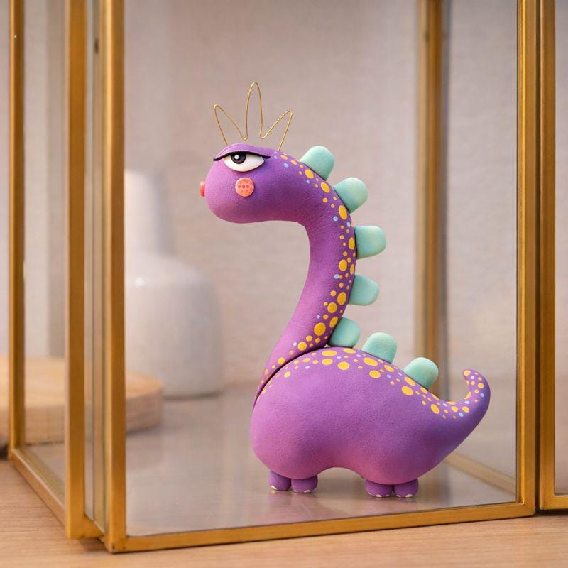 Purple dinosaur clay figurine — original listing image 3