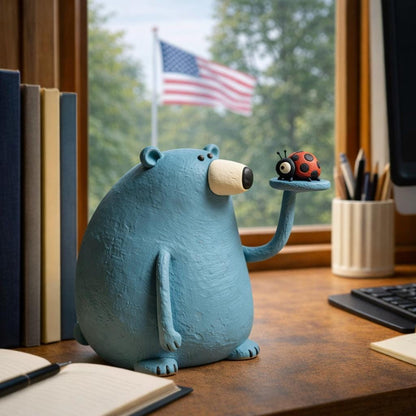 Blue bear clay figurine — original listing image 1