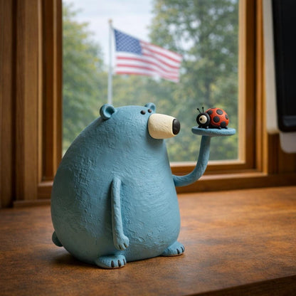 Blue bear clay figurine — original listing image 3