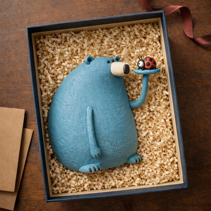 Blue bear clay figurine — original listing image 5