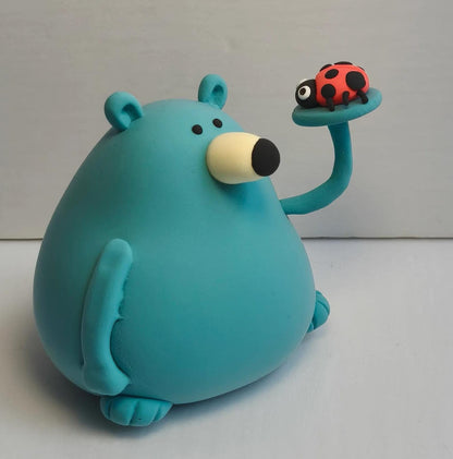Blue bear clay figurine — original listing image 6