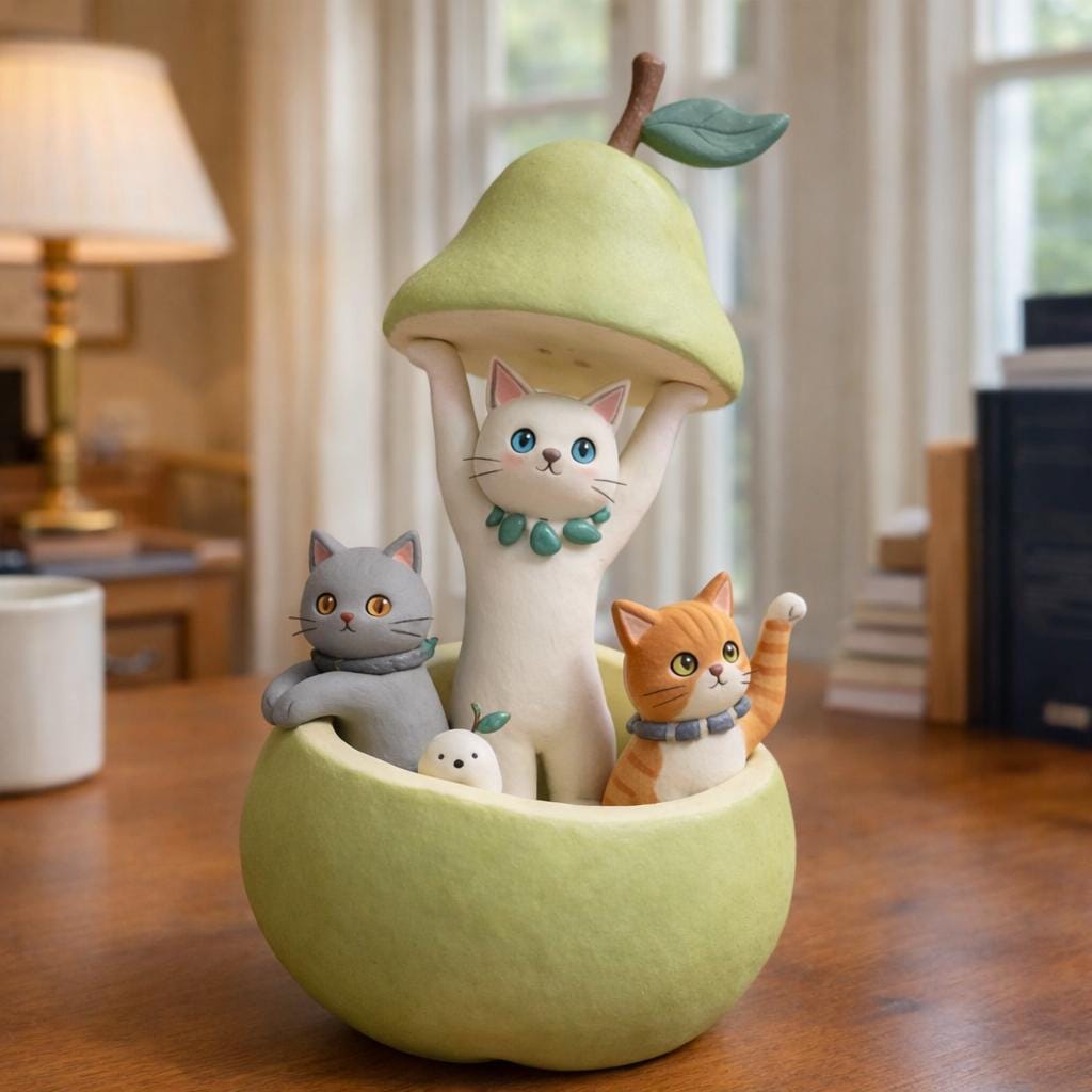 Cats in a pear figurine — original listing image 1