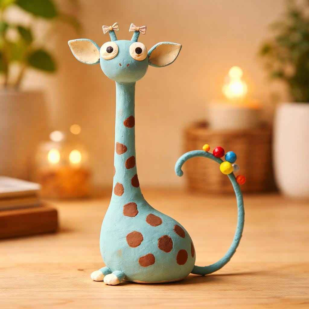 Giraffe cat clay figurine — original listing image 1