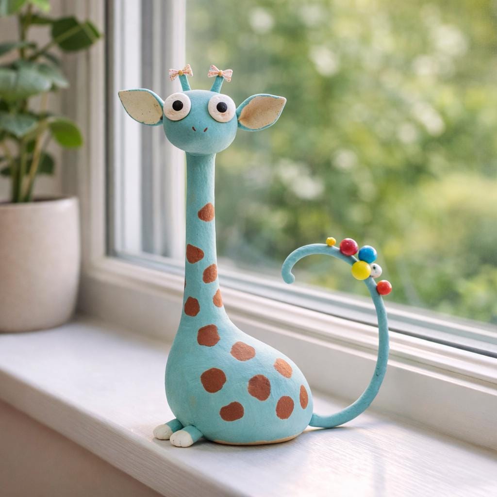 Giraffe cat clay figurine — original listing image 3