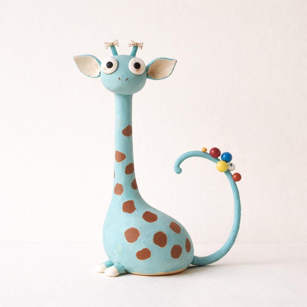 Giraffe cat clay figurine — original listing image 4
