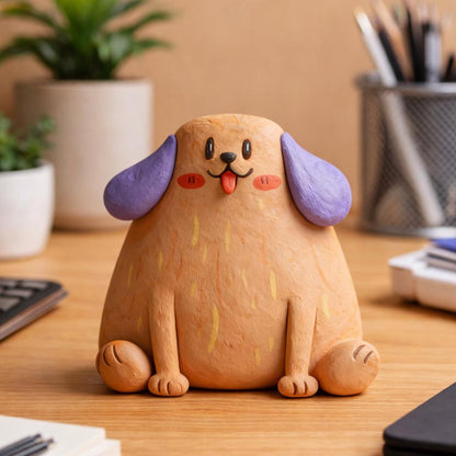 Purple-eared dog clay sculpture — original listing image 2