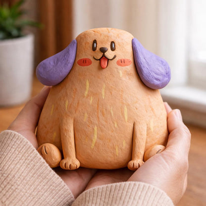 Purple-eared dog clay sculpture — original listing image 4