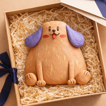 Purple-eared dog clay sculpture — original listing image 5