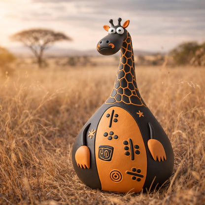Handmade Clay Giraffe Figurine