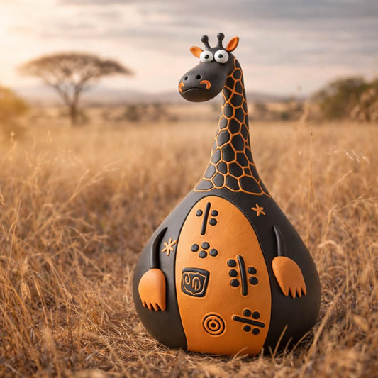 Handmade Clay Giraffe Figurine