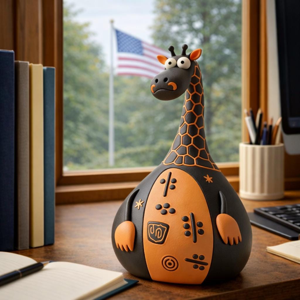 Handmade Clay Giraffe Figurine