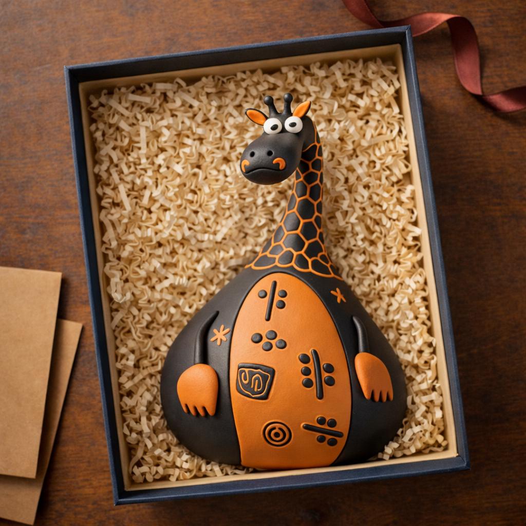 Handmade Clay Giraffe Figurine