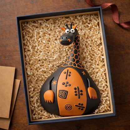 Handmade Clay Giraffe Figurine