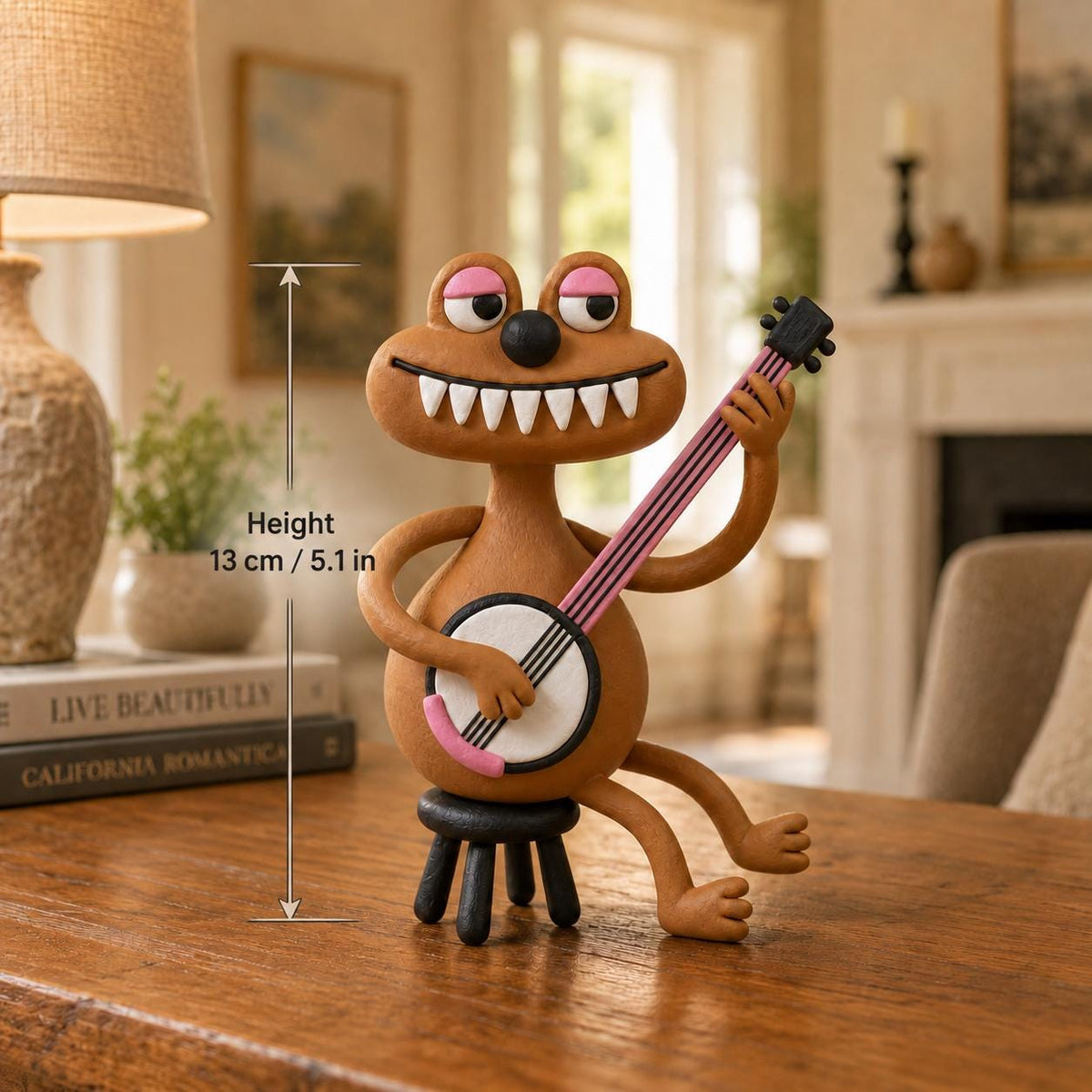 Handmade Clay Banjo Player Figurine