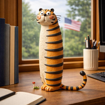 Handmade Whimsical Clay Tiger Figurine