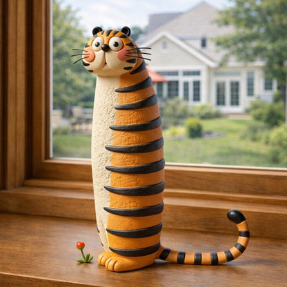 Handmade Whimsical Clay Tiger Figurine