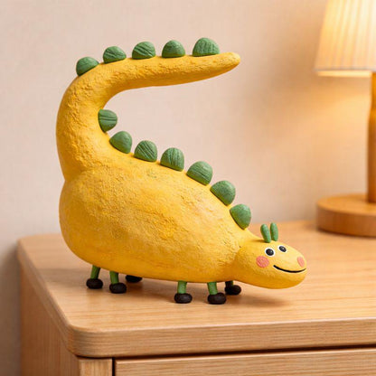 Handmade Pink Dinosaur Air-Dry Clay Figurine