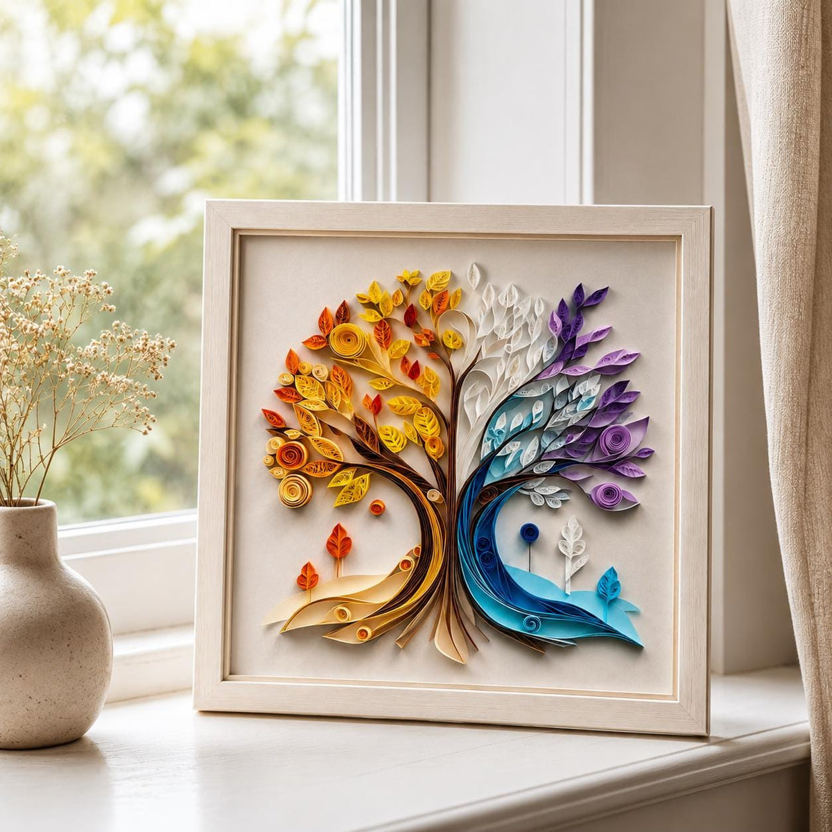 Four Seasons Tree Framed Paper Quilling Art