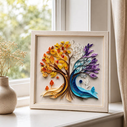 Four Seasons Tree Framed Paper Quilling Art