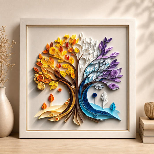 Four Seasons Tree Framed Paper Quilling Art