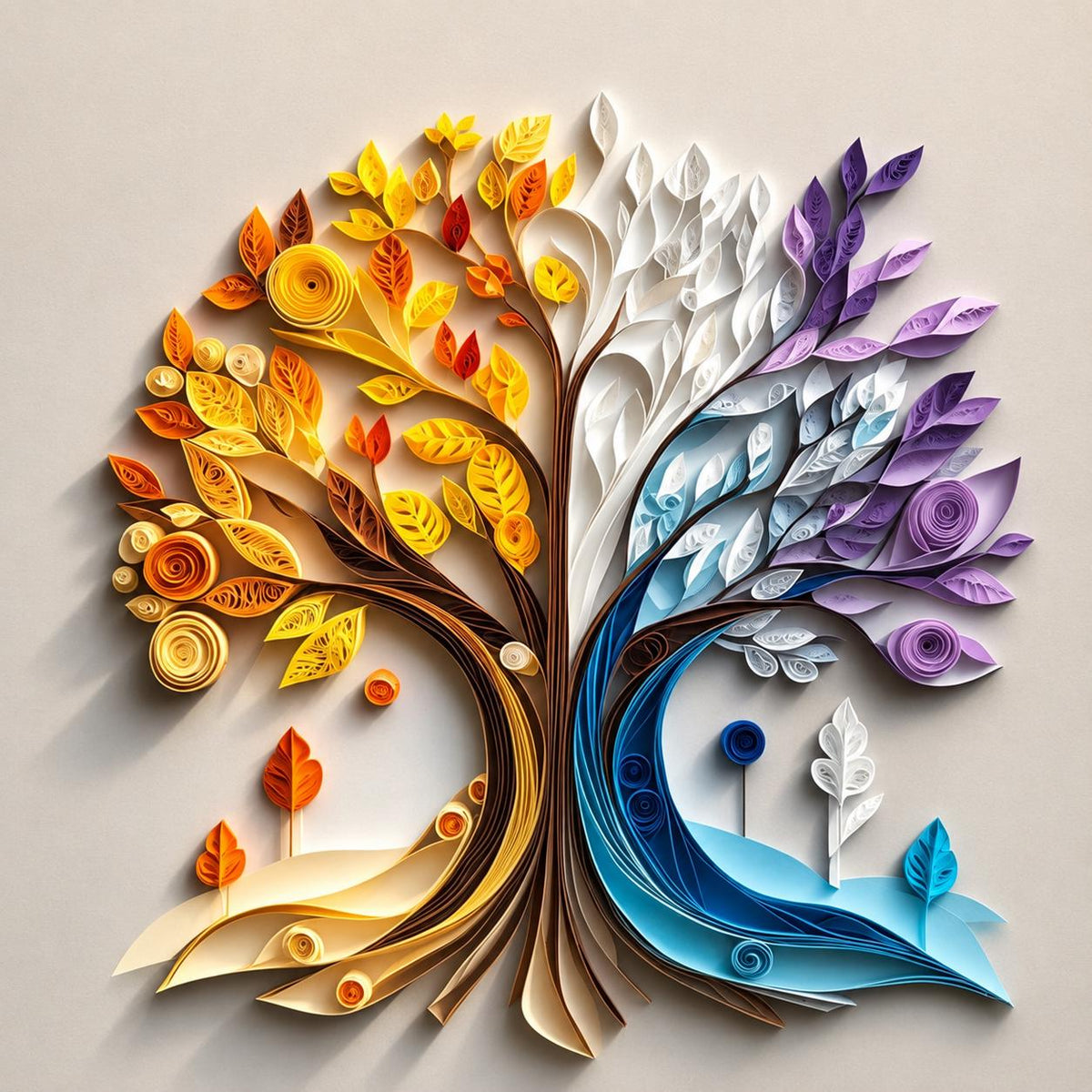 Four Seasons Tree Framed Paper Quilling Art