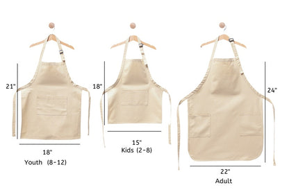 Kids youth and adult apron size chart