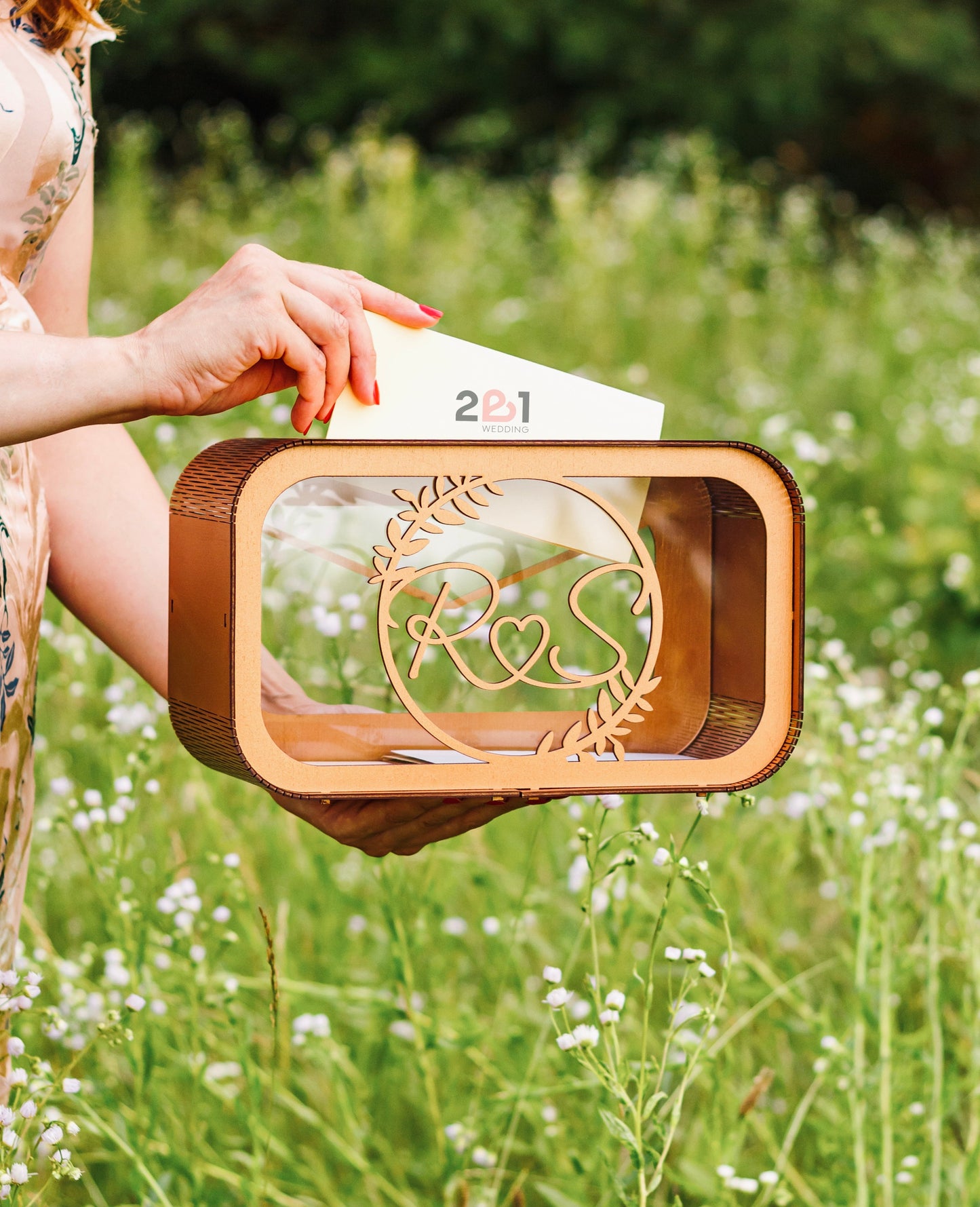 Custom rustic wedding money box