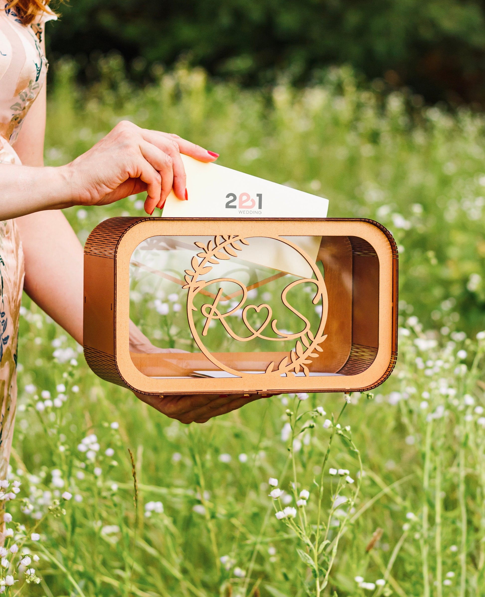 Custom rustic wedding money box