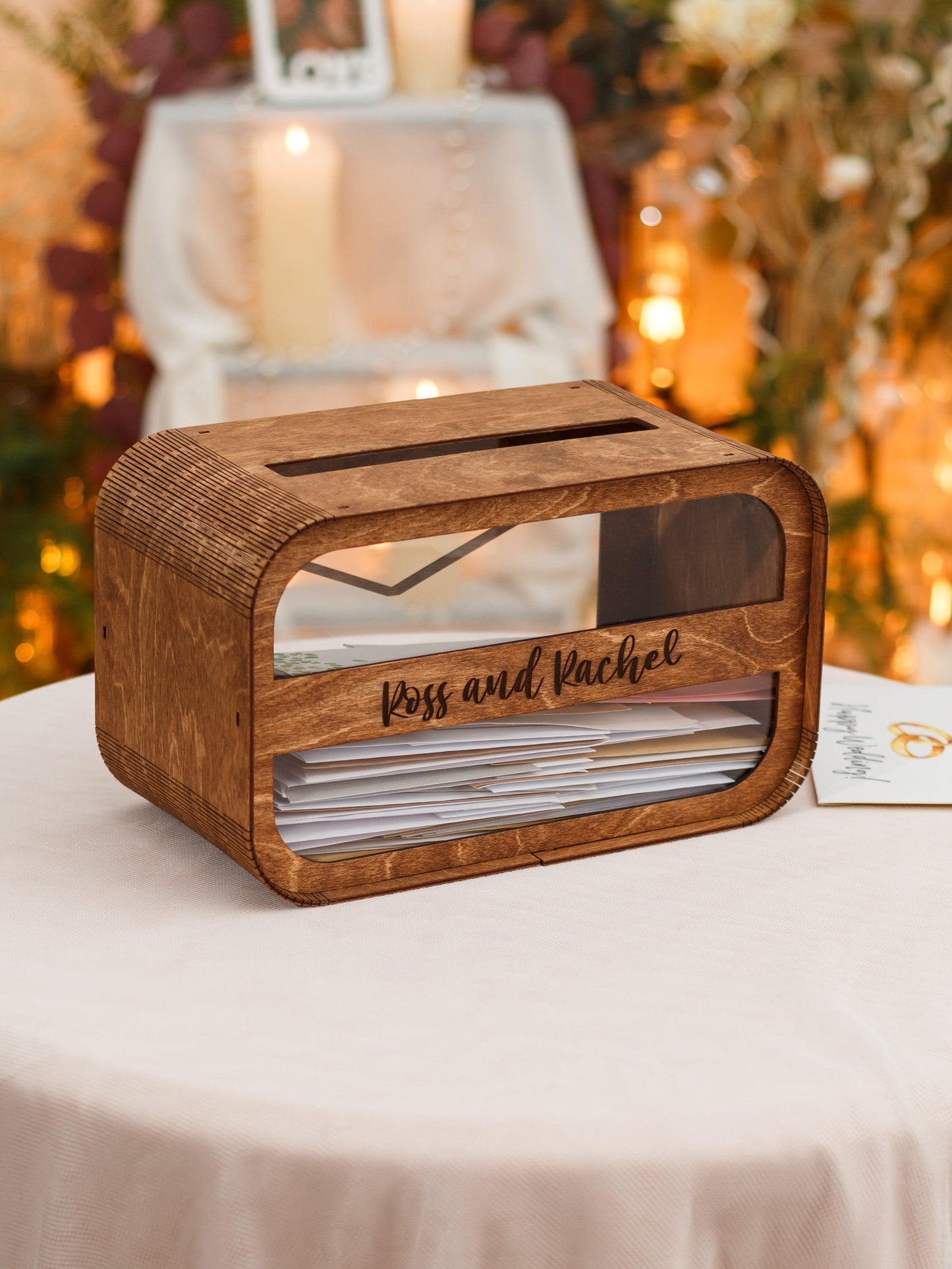 Handmade wooden card box for reception