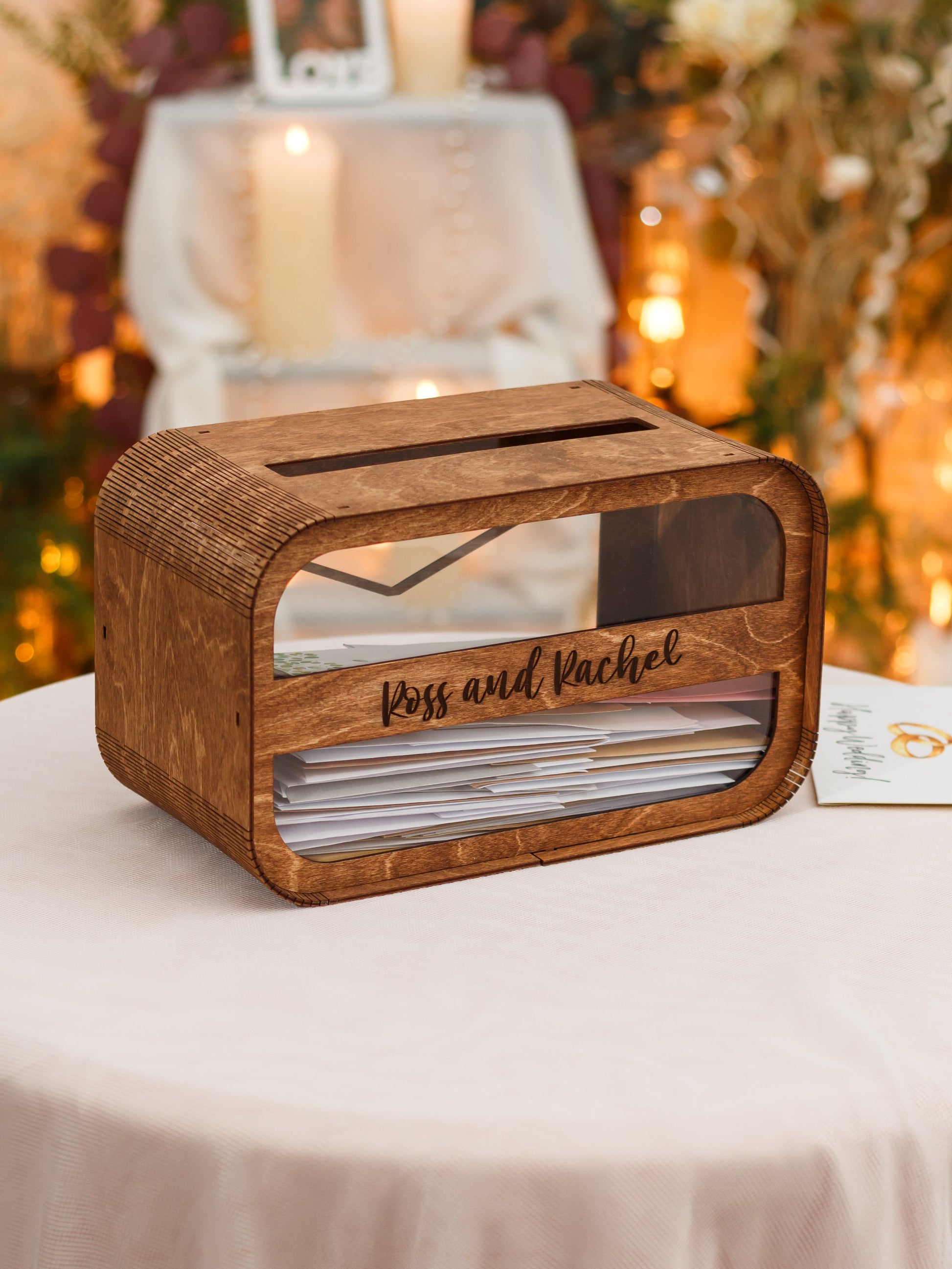 Handmade wooden card box for reception