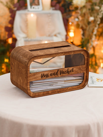 Handmade wooden card box for reception