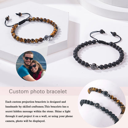 Personalized Circle Photo Bead Bracelet – alternate product view