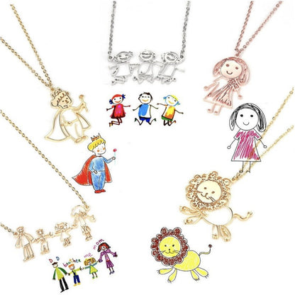 Personalized Doodle Drawing Necklace - Artistic Pendant Jewelry – alternate product view