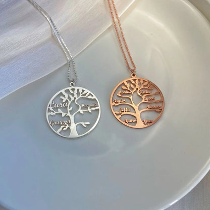 Personalized Engraved Family Tree of Life Necklace – material and finish detail
