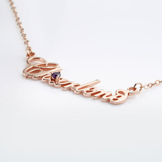 Sparkling Silver Name Necklace with Diamonds - custom personalized jewelry main product image