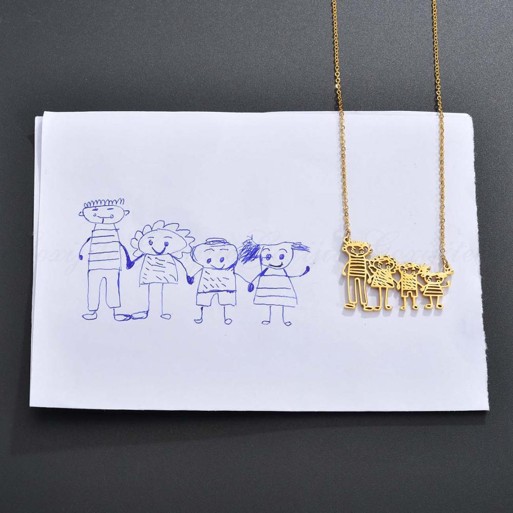 Personalized Doodle Drawing Necklace - Artistic Pendant Jewelry