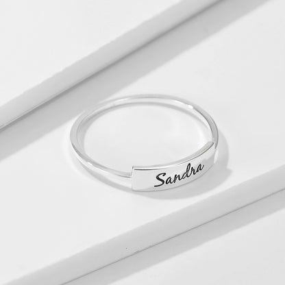 Full Silver Name1 Ring – alternate product view