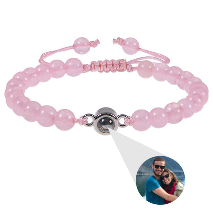 Personalized Circle Photo Bead Bracelet – material and finish detail