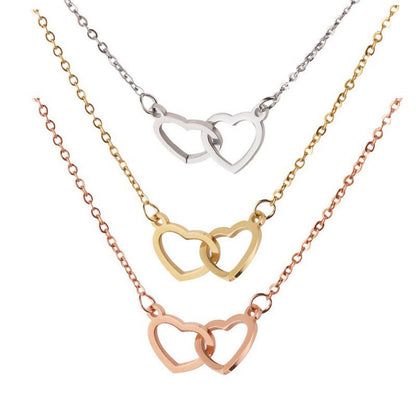 Double Interlocking Hearts Name Necklace – main product view