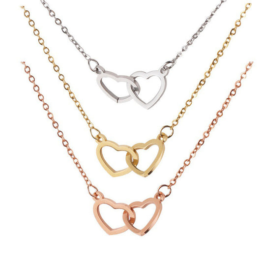 Double Interlocking Hearts Name Necklace - custom personalized jewelry main product image
